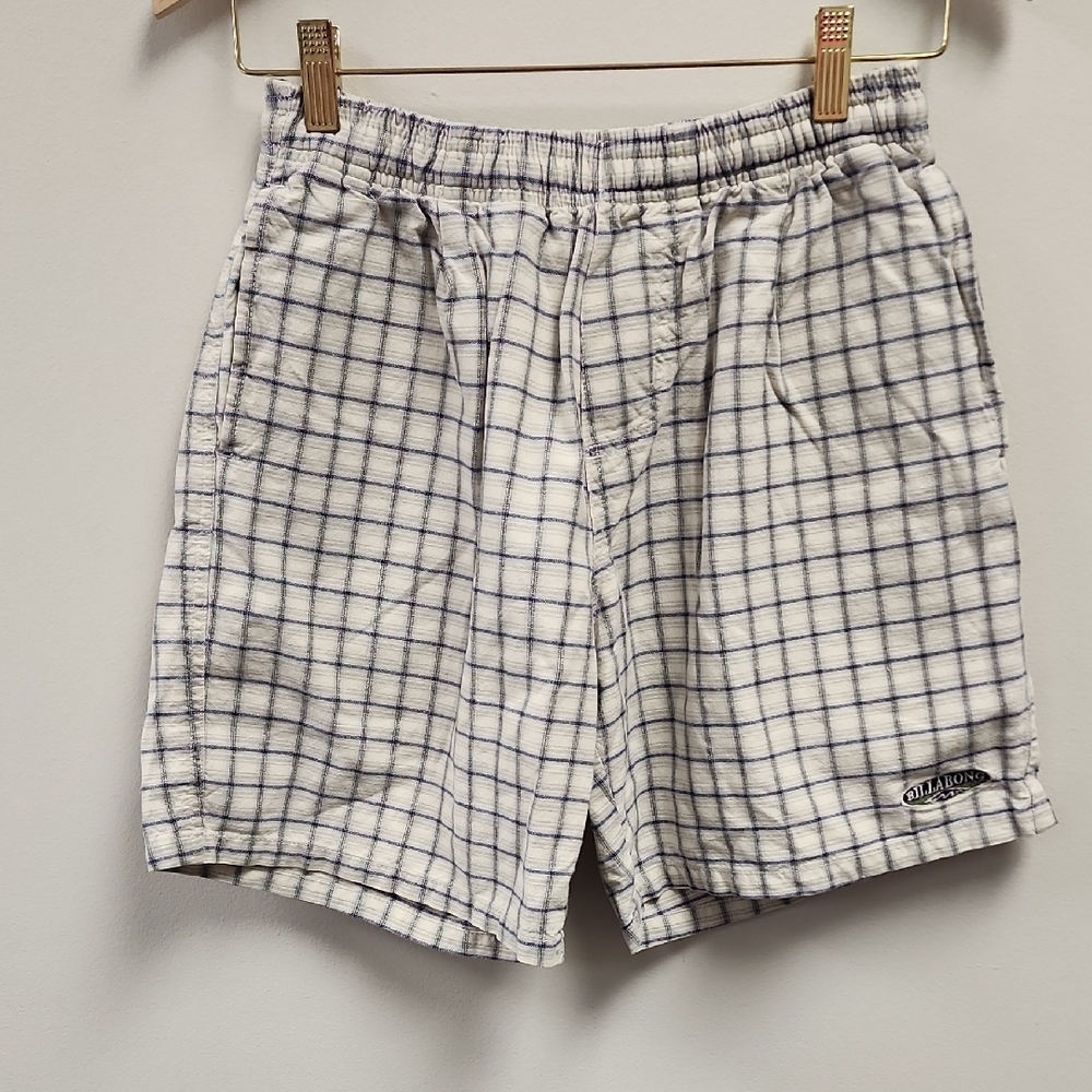 Billabong White and Blue Checkered Men Shorts